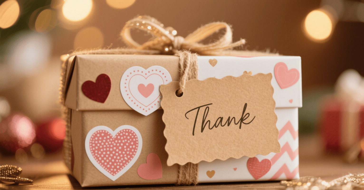 Creative heart or round labels for weddings, holidays, and parties.