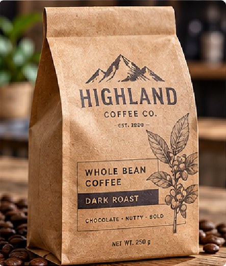 Kraft creates a warm, natural look, but the brown substrate alters printed color and may reduce contrast.