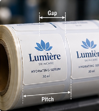 Gap is the space between adjacent die-cut labels