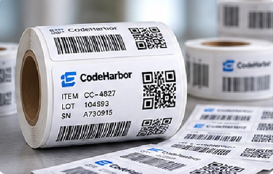 Barcode, QR, serial-number and variable-data labels add a data-control layer to normal printing.