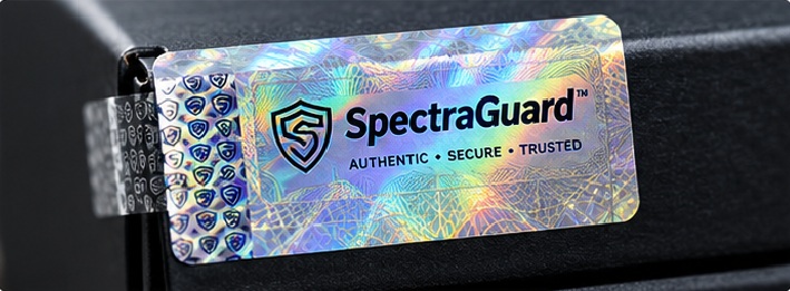 Holographic effects can come from stock holographic materials, foil or more customized security structures.