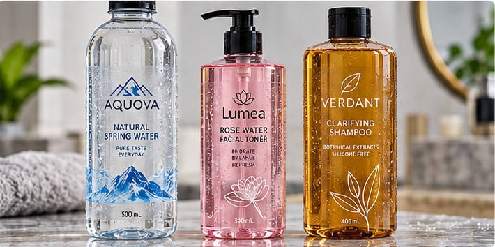 Clear BOPP supports a no-label-look appearance on transparent or colored plastic containers.
