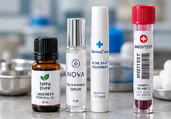 Small tubes, vials, pens, cosmetic containers and narrow cylindrical parts create continuous curvature stress.
