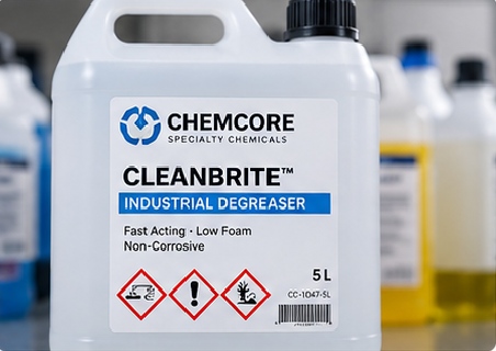 Chemical packaging may require resistance to moisture, oils, solvents, detergents or cleaning cycles in addition to reliable adhesion.