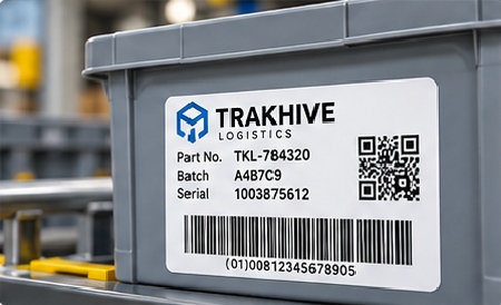 Serial numbers, barcodes and unique QR codes can be integrated into durable plastic labels for logistics, warranty, inventory and traceability.