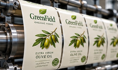 Flexographic printing is suited to repeatable roll-label production and medium-to-high volume programs.