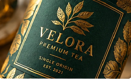 Hot or cold foil can create metallic branding on cosmetics, beverages, supplements, wine, household products and premium plastic packaging.