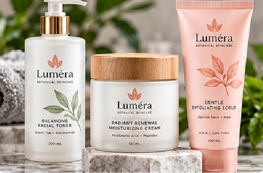 Cosmetic and personal-care packaging often combines premium appearance with water, oil, alcohol and frequent handling. Clear-film no-label looks, opaque white areas, metallic accents, foil, embossing, spot effects and protective finishes can be developed around the container shape and formula exposure.