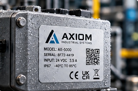 Industrial durable labels may combine PET or other synthetic face stocks with selected adhesives, protective laminates and thermal-transfer or UV printing. Typical uses include equipment, components, tools, electronics and assets.