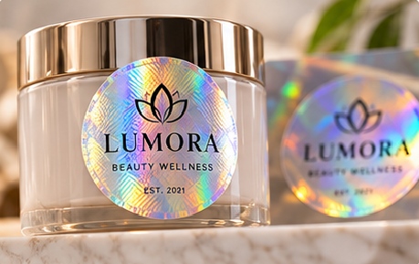 Holographic labels can support decorative branding, authentication cues or tamper-oriented structures.