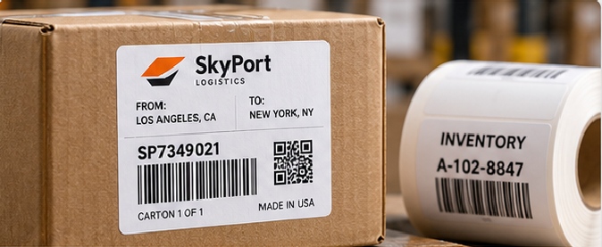 Direct thermal and thermal-transfer-compatible papers or films serve logistics, retail, warehouse and industrial identification.