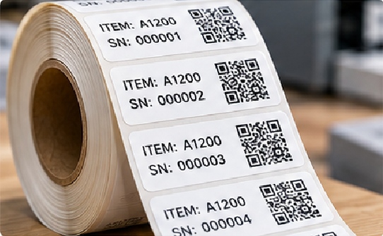 Variable data allows each label to carry changing information such as serial numbers, batch or lot data, unique QR codes, barcodes, Data Matrix codes or other identifiers.