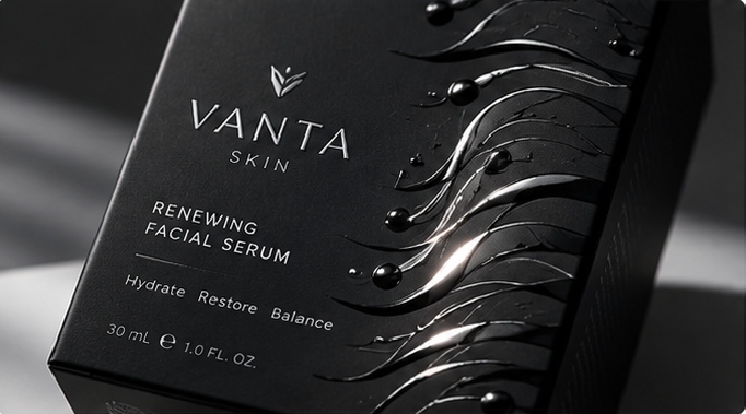 Spot UV creates gloss contrast over selected graphics; Raised UV adds more tactile height. Both can highlight logos, patterns or product names when used with restraint.