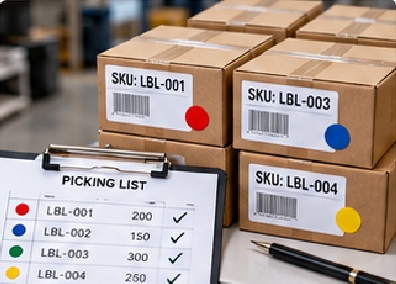 Multi-SKU shipments require more than putting different designs in one carton. Each artwork, quantity, roll, inner pack, carton, and pallet rule can be identified separately.