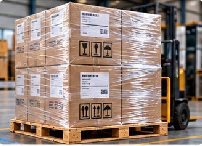 Larger programs can be palletized when shipment size, warehouse handling, or freight method requires it.