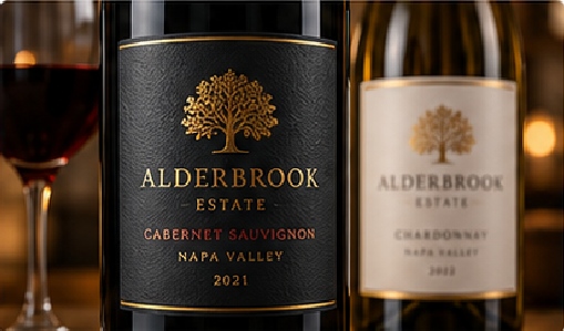 Wine, spirits, fragrance and premium beverage labels often combine textured paper or film with foil, embossing, debossing, spot UV or specialty varnish.