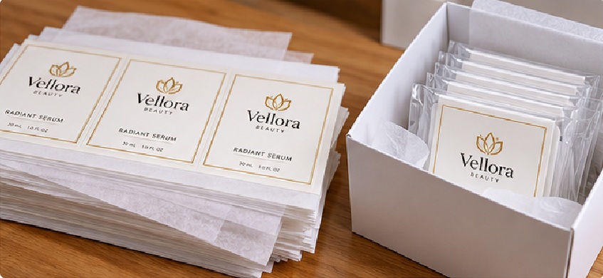 Sheet and individual labels are packed to control bending, abrasion, contamination and mixed-SKU errors.